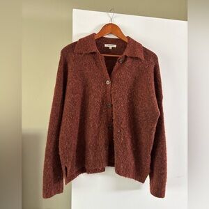 Madewell Button Up Collared Wool Blend Cardigan